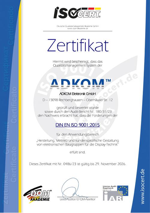 Recertification DIN EN ISO 9001:2015