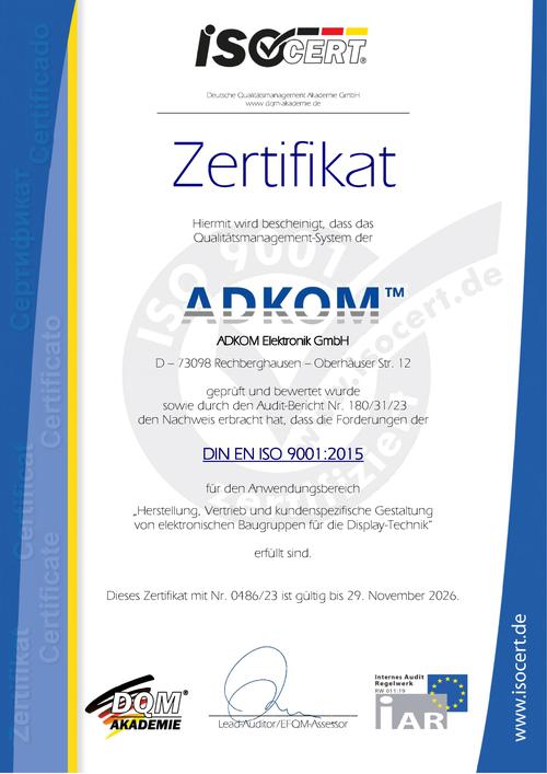 Recertification DIN EN ISO 9001:2015 Recertification DIN EN ISO 9001:2015