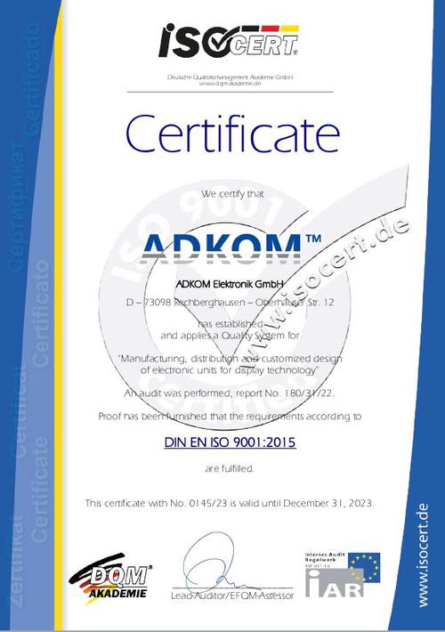 Recertification DIN EN ISO 9001:2015 Recertification DIN EN ISO 9001:2015